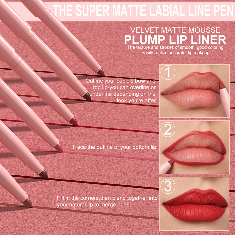 🔥Hot Sale Deals-6 Pack High-Pigment Matte Lip Liner Pencils